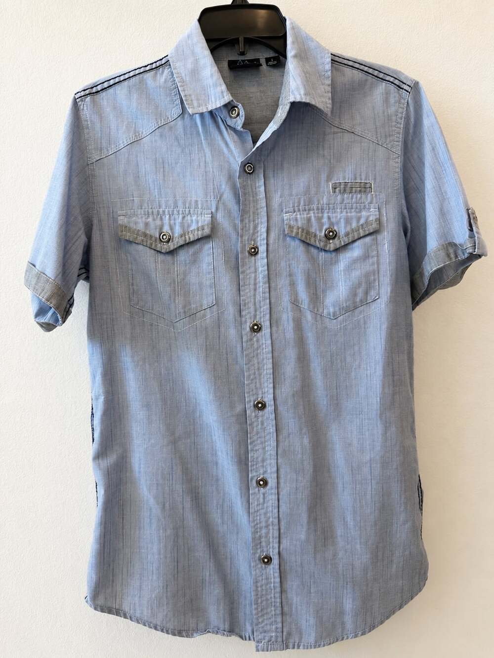 Burnside Men's Light Blue Short Sleeve Button Down Shirt Size S